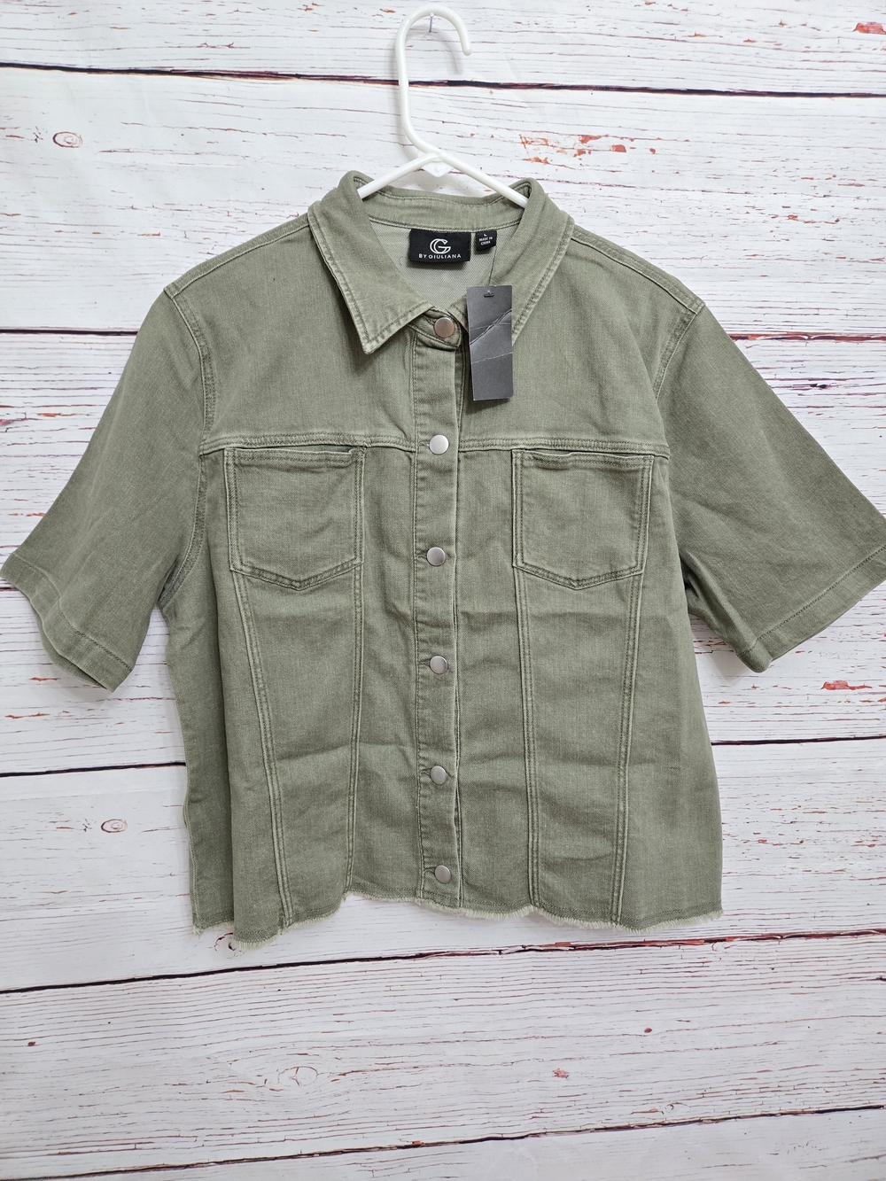 G by Giuliana Short Sleeve Featherweight Denim Jacket Nwt